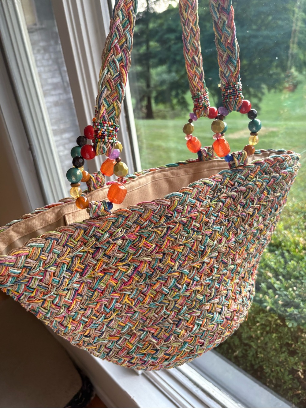 Capelli StraWorld Beach Tote Beaded embellished handbag Tutti Fruiti Purse